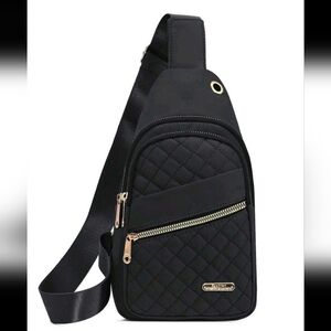 Stylish Black Quilted Men's Sling Bag